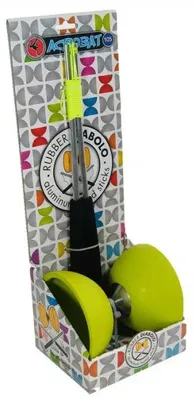 Immagine prodotto di Acrobat - Set completo: diabolo in gomma verde + due bacchette in alluminio