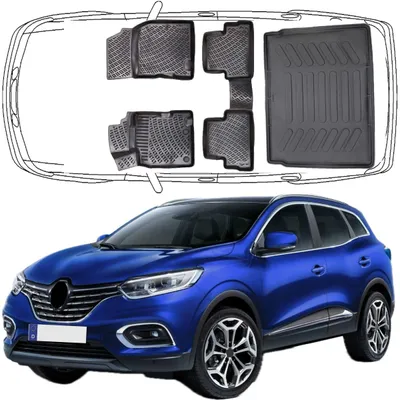 Produktbild von 3D Fußmatten & Kofferraumwanne Auto Set Kompatibel mit Renault Kadjar 2015 - 2022