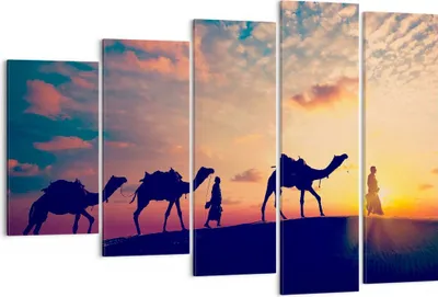 Produktbild von Bild auf Leinwand - Leinwandbild - Kamel Wohnwagen - 150x100cm - Wand Bild - Wanddeko - Wandbilder - Leinwanddruck - Bilder - Kunstdruck - Wanddekoration - Leinwand bilder - Wandkunst - EG150x100-3672
