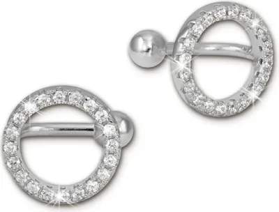 Produktbild von SilberDream weiß Ohrringe Kreise Ear Cuff Zirkonia 925 Silber Ohrklemmen GSO435W