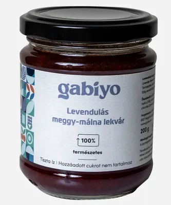 Produktbild von 200g Gabiyo Sauerkirsch-Himbeer Fruchtaufstrich mit Lavendel  /100% Frucht / ohne Zuckerzusatz