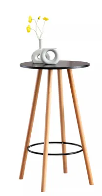 Productafbeelding van AndOutdoorMatch: Moderne barkruk - Rond - Barkruk voor binnen en buiten - Hout - Partytable - Zwart - 60x60x107 cm