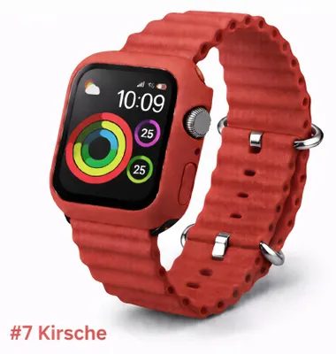Produktbild von Apple Watch Silikon Ocean Sport Armband + Case Hülle Serie 1-9 - 7# Kirsche, Apple Watch 41mm