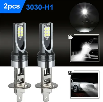 Image de 1 paire de phares à Led H1 pour voiture Ip68 étanches Super Bright Low Power Consumption Top Chip 100w 6500k High Beam Fog Light noir+argenté