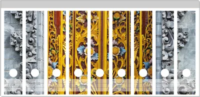 Produktbild von Wallario Ordnerrücken Sticker, selbstklebend für breite Ordner, 9 Stück, Motiv Bunte buddhistische Tempeltür
