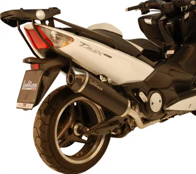 Obrázok produktu pre Výfukový systém LeoVince kompletný systém NERO s homologizáciou, nerezová oceľ čierna, karbónový uzáver pre Yamaha T-Max 500 t.j.