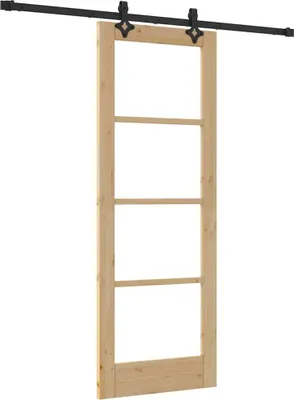 Image de Porte coulissante vidaXL ORKDAL, finition naturelle et noire, 73,5 x 198,5 cm