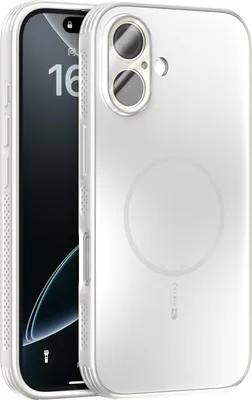 Produktbild von Matte PC TPU Hülle für iPhone 16 Magnetische Handyhülle mit Linsenabdeckung und Wärmeableitung Stoßstange Weiß
