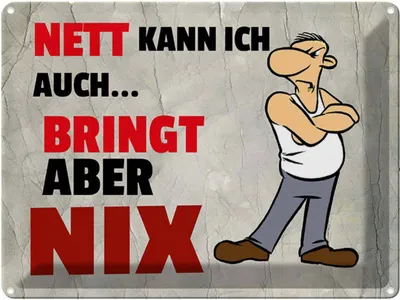 Produktbild von vianmo Blechschild 30x40 cm nett kann ich auch bringt aber nix Spruch Zitat