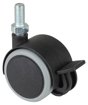 Produktbild von BS Rollen Kunststoffdoppelrolle m.Feststeller D.40mm Trgf. 30kg m.Gew.stift M8 Ku.