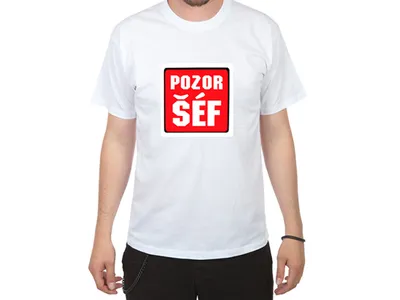 Obrázek produktu pro Bílé tričko Pozor šéf - velikost L