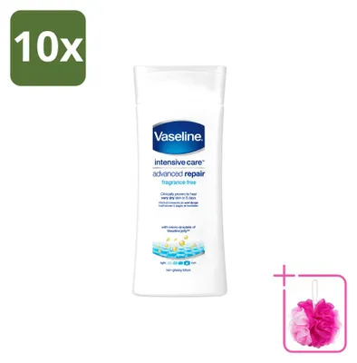 Imagen del producto de 10 unidades de Loción corporal regeneradora y nutritiva Vaseline Advanced Repair – 200 ml – Paquete económico
