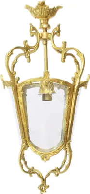 Image de Casa Padrino Style antique baroque Plafonnier suspendu 35 x 35 x H 70 cm - Verre / Or - Lanterne Lanterne suspendue