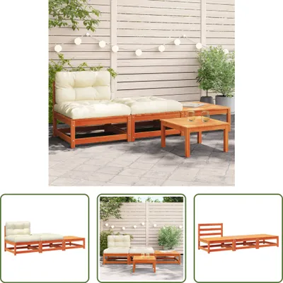 Immagine prodotto di Divano da giardino senza braccioli con cuscini e sgabelli The Living Store
