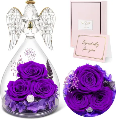 Image de Sunia Éternelle Rose Ange Cadeau Set 3 Éternelle Rose Verre Ange Fête des Mères Noël
