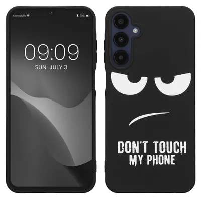 Produktbild von kwmobile Hülle kompatibel mit Samsung Galaxy A25 - Handyhülle Silikon Case - Don't touch my Phone Weiß Schwarz