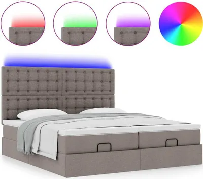 Produktbild von Ottoman-Bett mit Matratzen & LEDs Taupe 200x200 cm Stoff