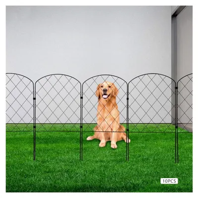 Produktbild von 10 Stück Gartenzaun zum Stecken, dekorativer Metallsteckzaun, Eisendraht-Grenze für Terrasse, Tierbarriere für Hunde und Kaninchen, 33 x 61 cm, Schwarz