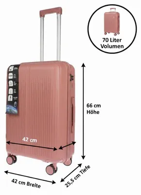 Produktbild von Großer L Koffer Herren Damen Volumen 70 Liter Reisekoffer Hartschalenkoffer Reisen Zahlenschloss Grau