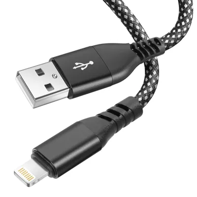 Image de Moxie, Câble de charge USB / Lightning, Câble tressé en nylon, 1.2m, Noir
