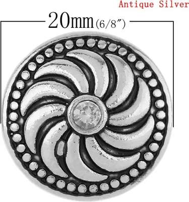 Wechsel - Chunks / Click Buttons 'Flower' - antiksilber (1 Stück), Knauf ca5,5mm