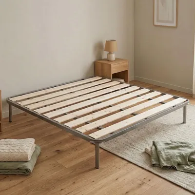 Image de Aleck - Cadre de Lit Double, 160x190 cm Gris, Double Fabriqué en Italie