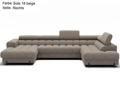Produktbild von Wohnlandschaft in U-Form XXL Falco Sofa mit Bettkasten und Schlaffunktion Microfaser Sola 18 Beige rechts