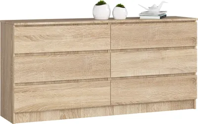 Produktbild von Kommode AKORD K160 Sonoma-Eiche 160 cm 6 Schubladen B160 x H77 x T40 cm