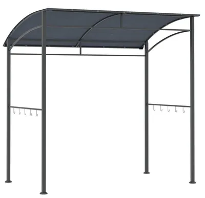 Obrázok produktu pre Grilovací pavilón s ohňovzdornou strechou | Farba: sivá + čierna | Rozmery: 150 x 215 x 174/220 cm