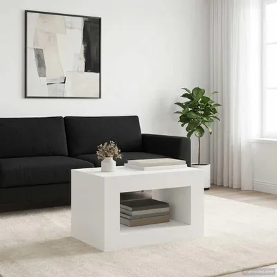 Produktbild von vidaXL Couchtisch DE2390 Weiß 80,5 cm (L) x 50 cm (B) x 50 cm (H) mit Ablage