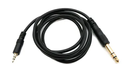 Produktbild von SYSTEM-S Audio Kabel 150 cm Stereo AUX Klinke 6,35 mm Stecker zu Stecker Winkel Schwarz
