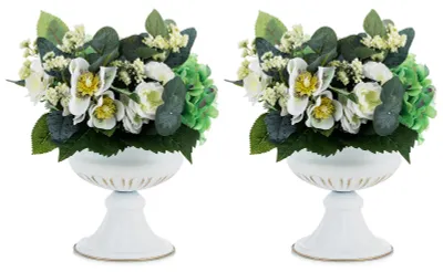 Metall-Trompetenvase, Weiß, 16,4 cm, 2 Stück