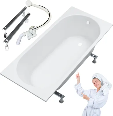 Produktbild von Aqua For You | Badewanne - Kronos Oval Badewanne - 150 x 70 Cm - Mit Weißem Siphon - Antibac® - Einfach Zu Reinigen®
