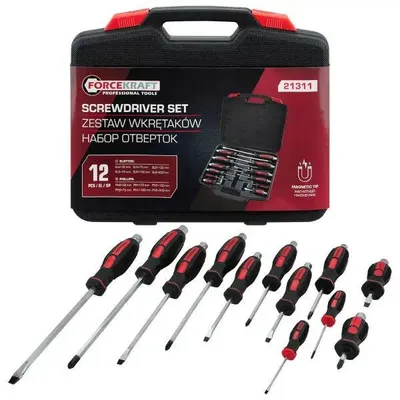 Productafbeelding van Forcekraft 12-delig magnetisch set voor slagmoersleutels, geleverd in een transportkoffer