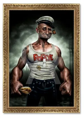 Image de Cadre en bois avec impression en PVC vernis "The Sailor Man" - Doré - 80 x 120 cm - Collection Granger
