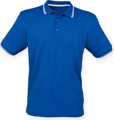 Produktbild von Henbury H482 | Herren Coolplus® Short Sleeved Tipped Polo Shirt - Farbe: Royal/White - Größe: 3XL