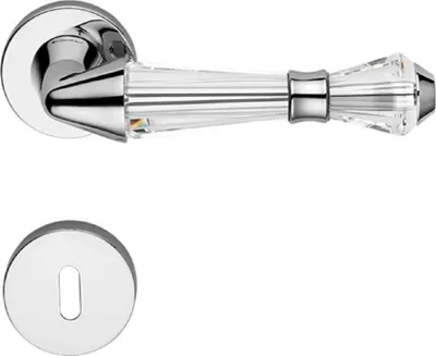 Produktbild von Casa Padrino Luxus Türklinken Set Silber 15,8 x H. 5,2 cm - Verchromte Messing Türgriffe mit Swarovski Kristallglas
