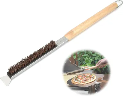 Produktbild von Reinigungsbürste für Pizzaöfen mit Schaber, Holzgriff, tragbares Küchenzubehör-Set zum Grillen
