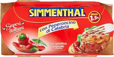 Produktbild von Simmenthal con Peperoncino Fertiggericht aus Rindfleisch in Gemüsegelee Dosenfleisch mit Chili (2 x 135g)