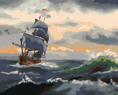 Produktbild von Zuty - Malen nach Zahlen - SEGELSCHIFF AUF STÜRMISCHEM SEE 2 (D. RUSTY RUST), 40x50 cm, ohne Keilrahmen
