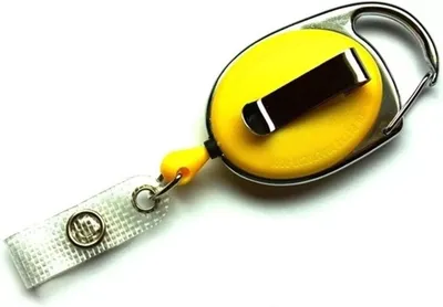 Produktbild von 2x GELB Ausweisjojo Schlüsseljojo Jojo Zipper oval Schlaufenclip Aufrollmechanismus & Gürtelclip für Ausweishüllen Kartenhüllen Schlüssel