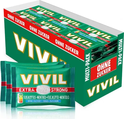 Produktbild von VIVIL Extra Strong Eukalyptus-Menthol ohne Zucker | 26 x 3er Pack