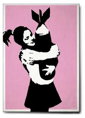 Produktbild von Giallobus - Bombenliebe - Banksy - 70L x 100W cm - Bild - Leinwand mit Standardrahmen