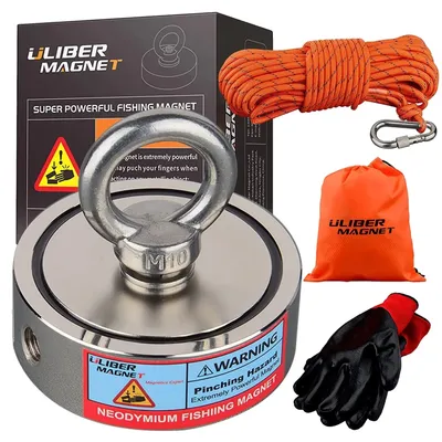 Produktbild von Magnet-Angel-Set, 500KG Zugkraft, Neodym-Magnete, 250KGX2 SEIL, vertikale Zugkraft