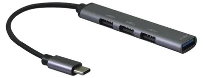 Productafbeelding van helos HUB, 4-in-1 USB-C 3.2 poort / 3x USB-A 2.0 poorten + 1x USB-A 3.0 poort, in de kleur spacegrijs