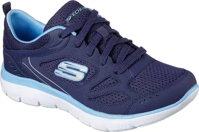 Produktbild von Skechers Damen Sneaker Summits Suited, Blau, EU 40, Memory Foam, Textil-Leder, Schnürverschluss, Niedrig
