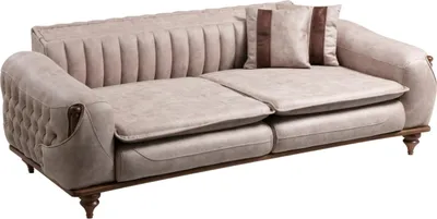 Produktbild von Beige Dreisitzer Chesterfield Couch Polster Möbel Textil Couchen Stoff