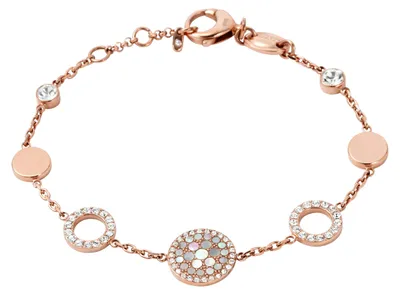 Produktbild von Fossil JF01739 Damen Armband Edelstahl rosé Perlmutt Glasstein 20 cm