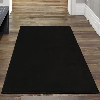 Produktbild von Teppich Schwarz Uni modern elegant weich Wohnstil Größe - 60 x 100 cm