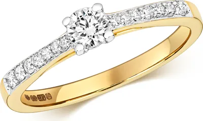 Produktbild von Funkelndes Feuer 9 Karat (375) Gold Solitär Verlobung Diamant Damenring Brillant-Schliff 0.32 Karat H - I1, 49 (15.6); TRS321259KYRSJ